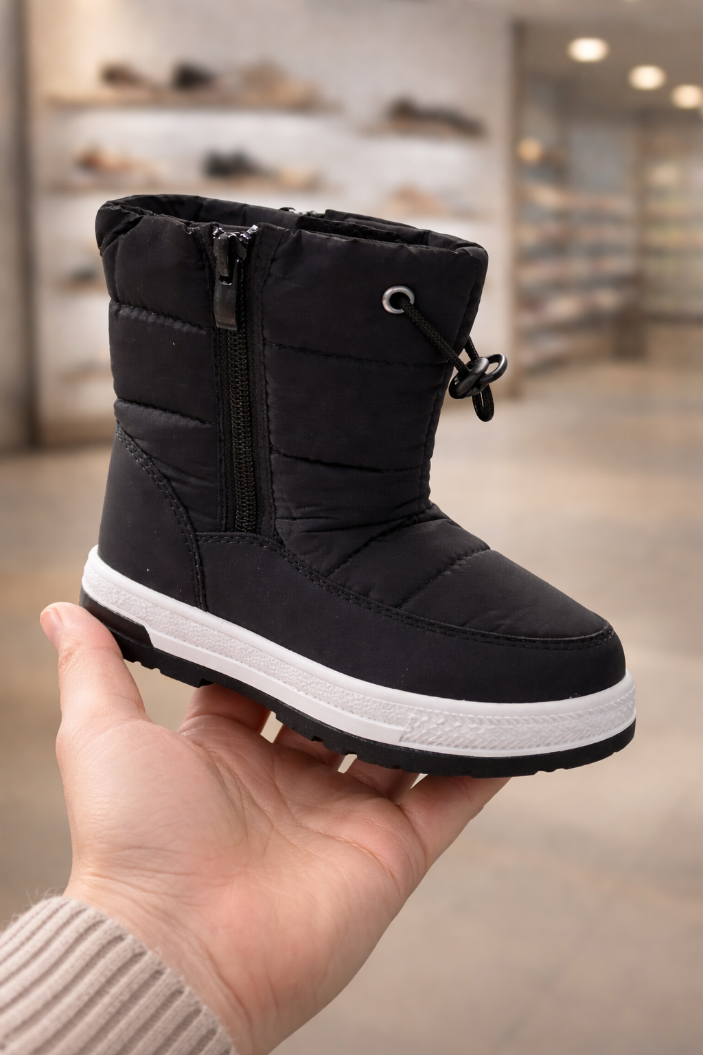 Botines de invierno negros en tienda