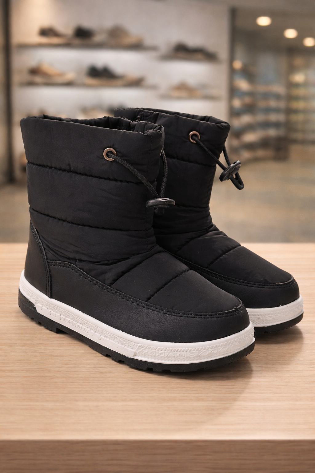 Botines de invierno negros en tienda