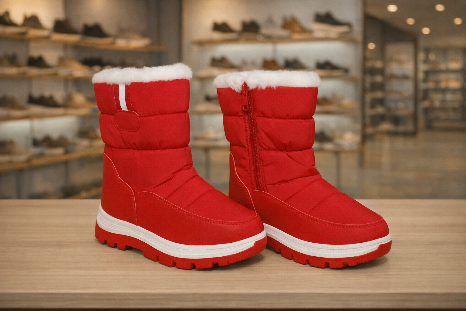 Botines rojos infantiles en tienda